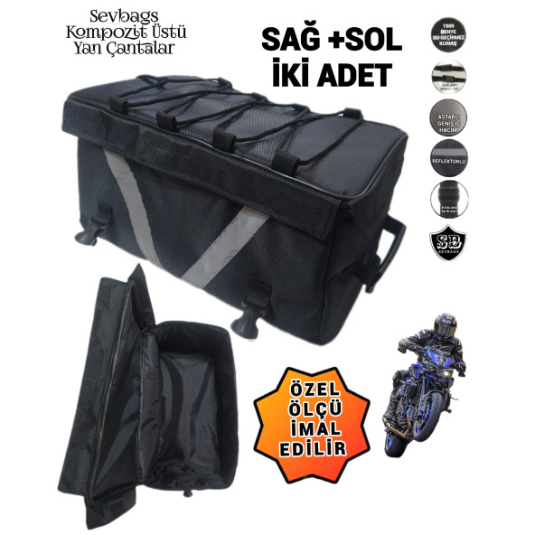 Sevbags Motorsiklet Kompozit Üstü Yan Çantalar Sağ Sol İki Adet