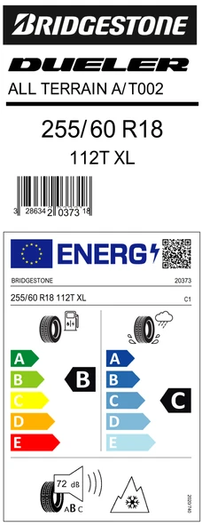 Bridgestone 255/60R18 112T Xl Dueler A/T002 B-C-72   Lastiği (Üretim Yılı: 2023)