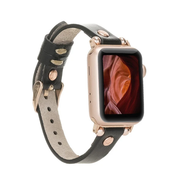 Apple Watch Uyumlu Deri Kordon 38-40-41mm RT RST1 Siyah