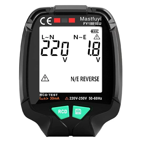 Powermaster 30V 250V Tam Ekran Soket Test Cihazı Priz Volt Akım Voltaj Test Cihazı Ölçüm Aleti - 1
