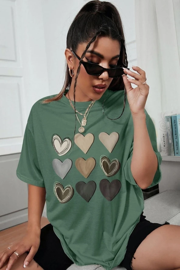 uyguntarz Unisex Kalp Baskılı T-shirt - 2