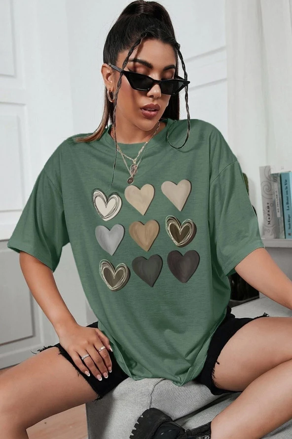 uyguntarz Unisex Kalp Baskılı T-shirt - 3