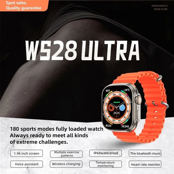 Ws28 Ultra 49mm Siri Tansiyon Ateş Nabız Ölçer Akıllı Saat - 5