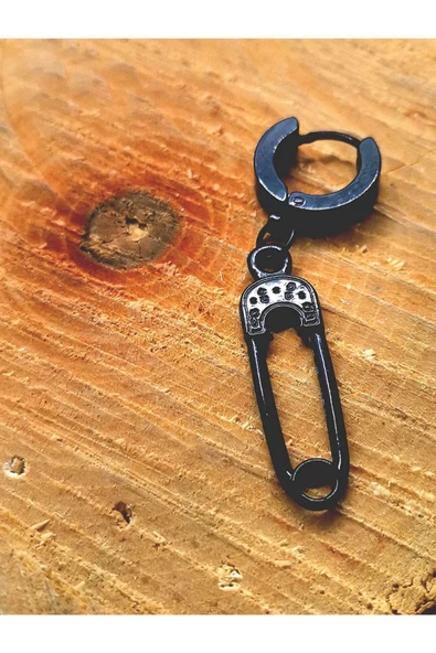 Siyah Renk  Çelik Çatal İğne Figürlü Küpe ürün görseli 1