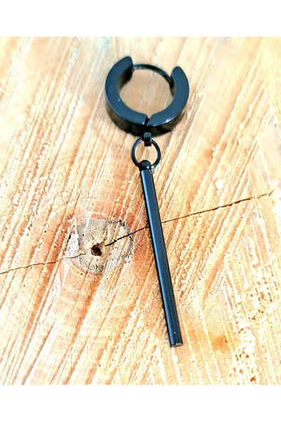 Çelik Boru Çubuklu Unisex Siyah Küpe ürün görseli 1