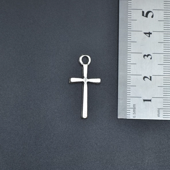 Minimal Haç Kolye Ucu - Antik Gümüş Kaplama - Kod:34 - Resim 3