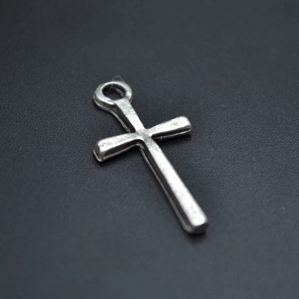 Minimal Haç Kolye Ucu - Antik Gümüş Kaplama - Kod:34 ürün görseli