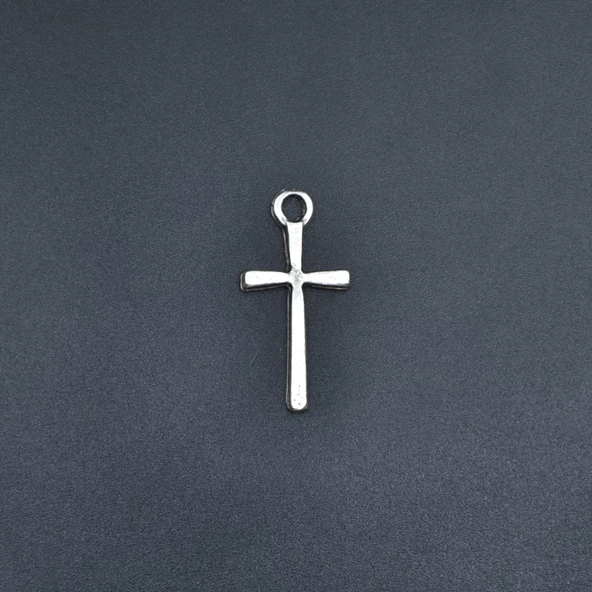 Minimal Haç Kolye Ucu - Antik Gümüş Kaplama - Kod:34 - Resim 2