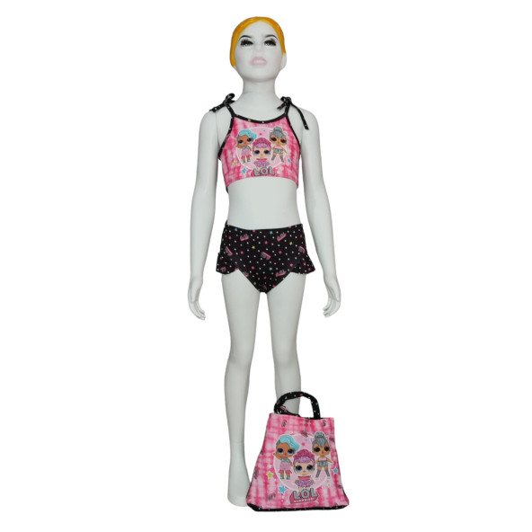 Lol Desenli Çanta Aksesuarlı 3 Parça Bikini