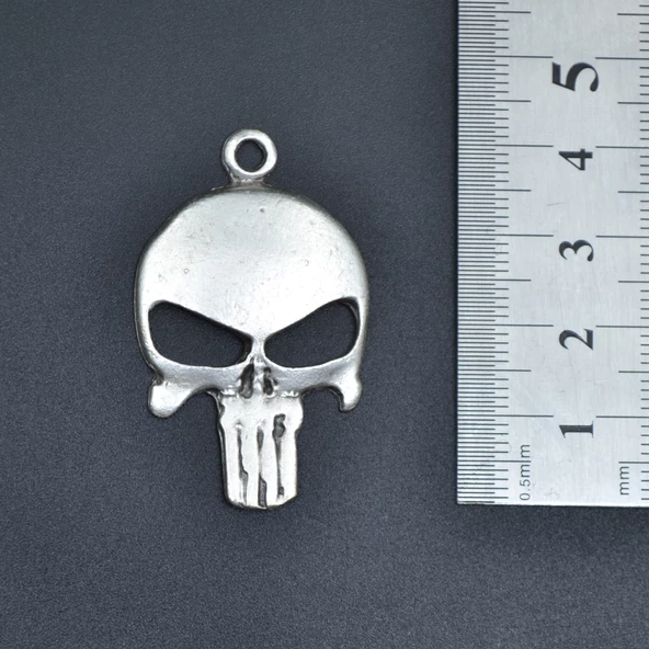 Punisher Cezalandırıcı Kolye Ucu - Antik Gümüş Kaplama - Kod:118 - Resim 3