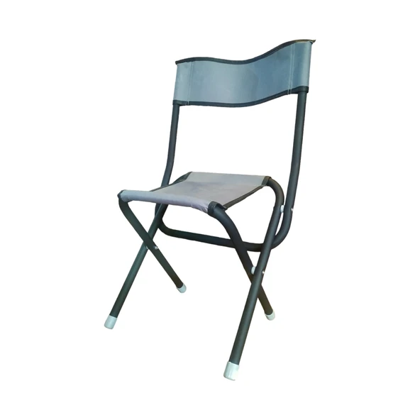 Arkalıklı Sırtlıklı Katlanabilir Gri Tabure Sandalye ürün görseli
