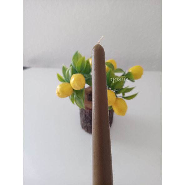 qosrix Kahverengi Şamdan Mumu 1. Kalite Doğal Kokulu Uzun Çubuk Konik Mum 1 Adet - Resim 2