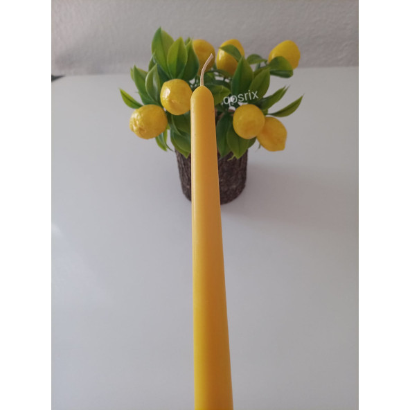 qosrix Sarı Şamdan Mumu 1. Kalite Doğal Kokulu Uzun Çubuk Konik Mum 1 Adet - Resim 3