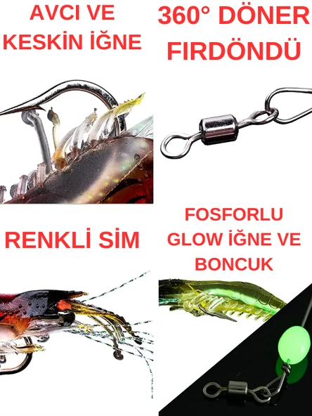 Eagenset Fosforlu Glow Silikon Karides Yapay Yem Turuncu - 6