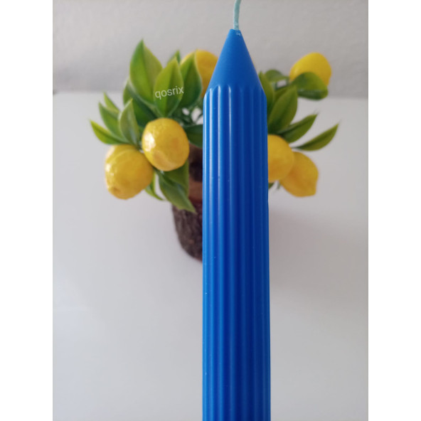 qosrix 4'lü Mavi Şamdan Mumu 1. Kalite Doğal Kokulu Uzun Çubuk Konik Mum - Resim 2