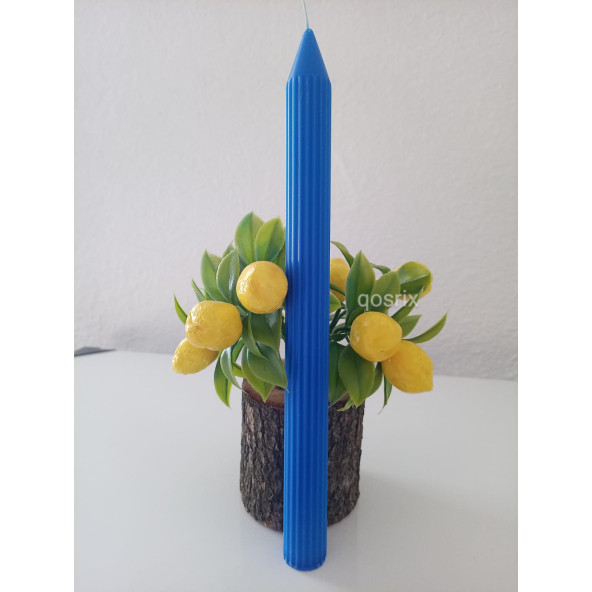 qosrix 4'lü Mavi Şamdan Mumu 1. Kalite Doğal Kokulu Uzun Çubuk Konik Mum - Resim 3