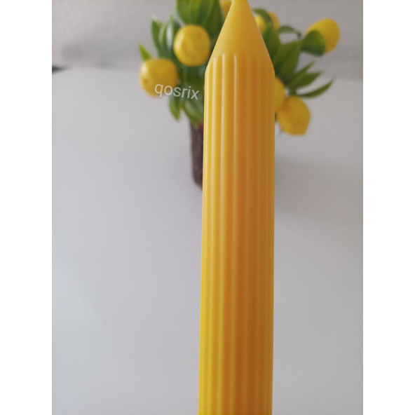 qosrix 4'lü Sarı Şamdan Mumu 1. Kalite Doğal Kokulu Uzun Çubuk Konik Mum - Resim 2