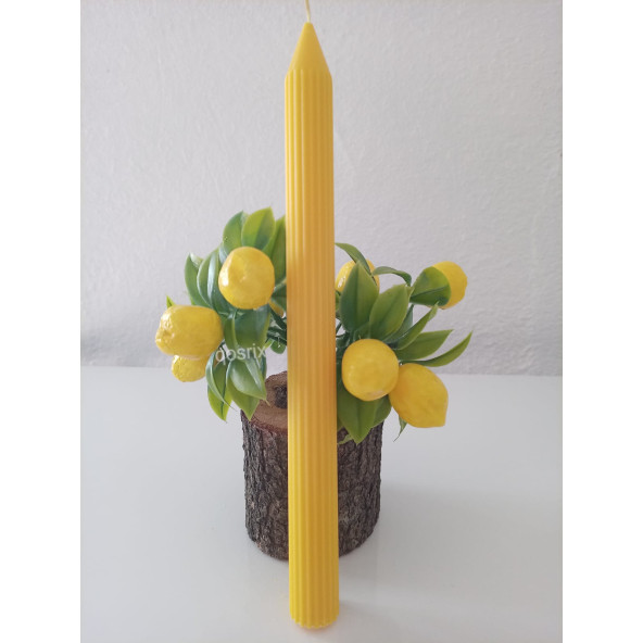 qosrix 4'lü Sarı Şamdan Mumu 1. Kalite Doğal Kokulu Uzun Çubuk Konik Mum - Resim 3