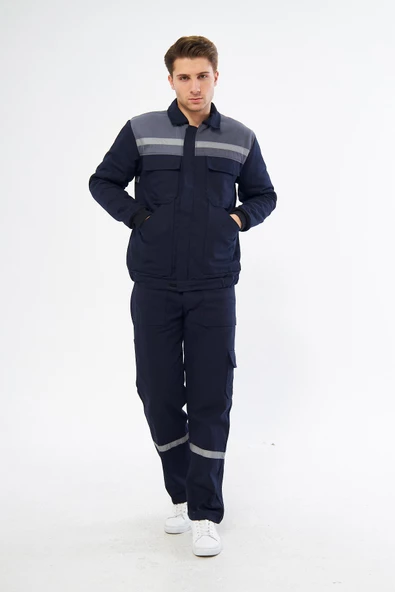 Mervem İş Takımı 7/7 Gabardin Kapitoneli Reflektörlü