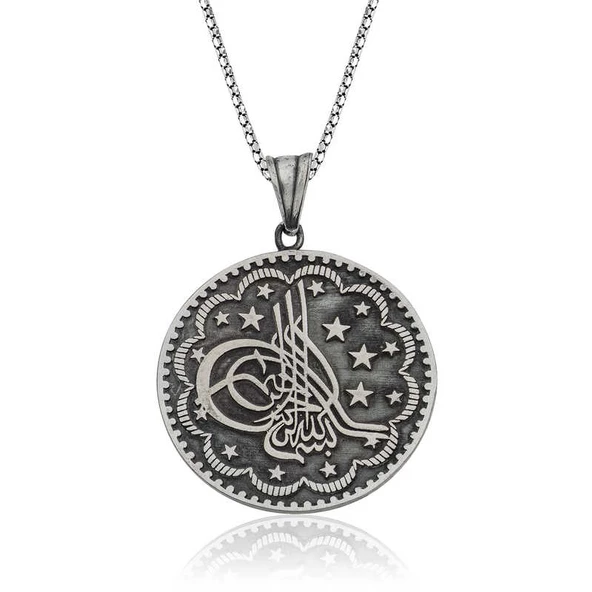 925 Ayar Gümüş Tuğra Kolye ürün görseli 1