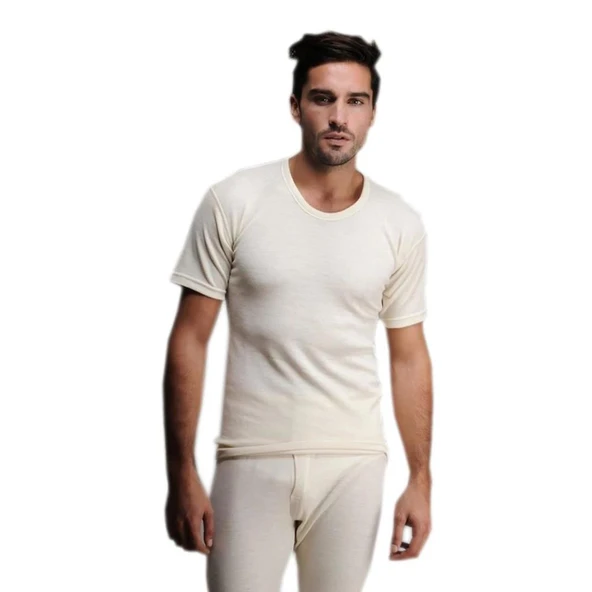 Hasyün Erkek Gerçek Yün Kısa Kol Fanila İçlik - Resim 1