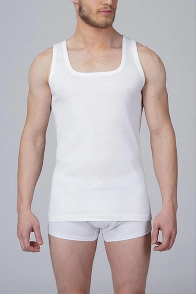 Çift Kaplan Erkek Ribana Atlet Beyaz 775 - Resim 2