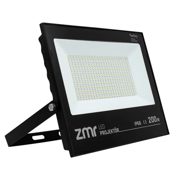 Zmr 200 Watt - 220 Volt Beyaz 6500k Ip66 150* Işık Açısı Siyah Slim Kasa Led Projektör