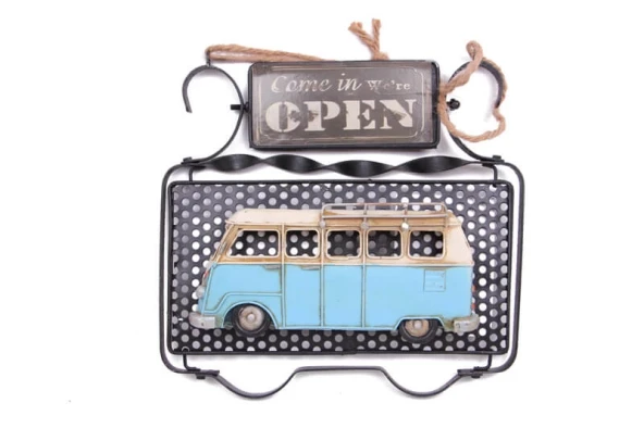 Vintage Tasarım Dekoratif Metal Kapı Yazısı Minibüs Dekorlu
