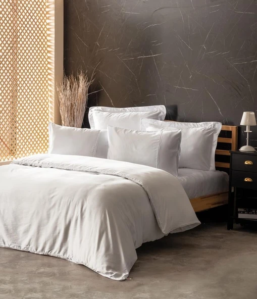 Cotton Box Silky İpek Çift Kişilik Nevresim Takımı Beyaz ürün görseli 1