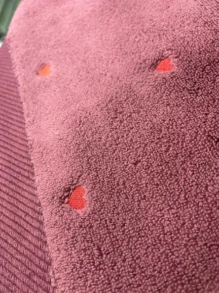 Hobby Lubow Love Fuşya Kırmızı Nakışlı 50x90 6lı Havlu Seti - 2