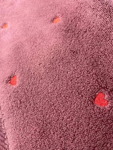 Hobby Lubow Love Fuşya Kırmızı Nakışlı 50x90 6lı Havlu Seti - 3