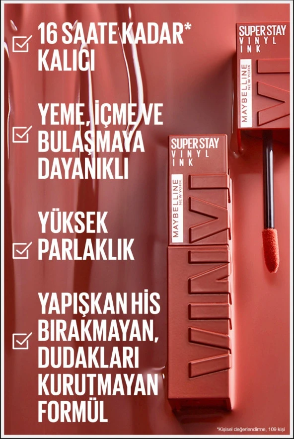 Maybelline New York Super Stay Vinyl Ink Likit Parlak Ruj 95 Captivated - 4