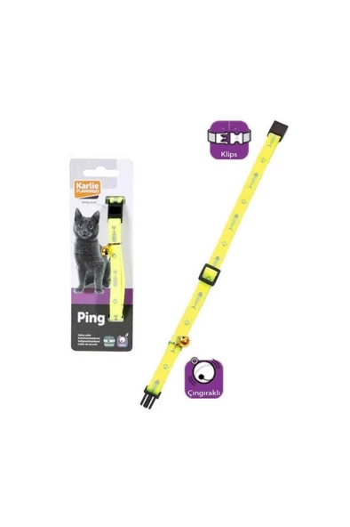 Karlie Kedi Tasması Çıng. 30Cm Sarı