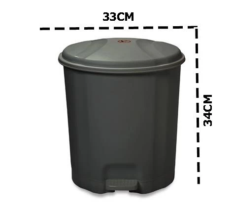 Motek Elit Pedallı Plastik Çöp Kovası İç Kovalı 12 LT Antrasit Siyah - 2