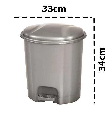 Motek Elit Pedallı Plastik Çöp Kovası İç Kovalı 12 LT Gümüş Gri - 2