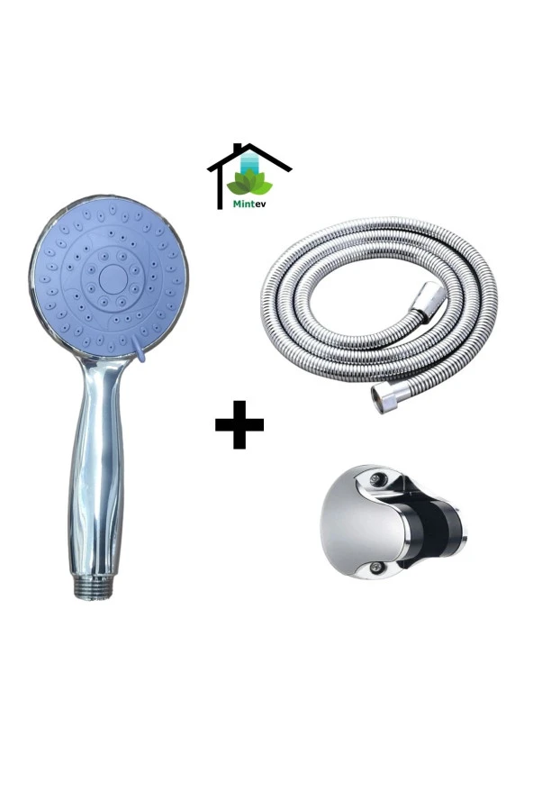 Mavi Mini Eco Duş Seti Krom Eco Hortum Ve Mafsal