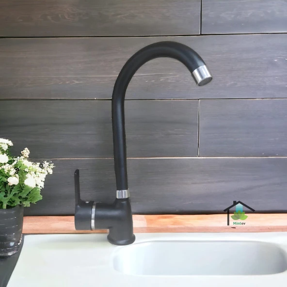 Siyah Ultra Lüx Komple Set Mutfak Evye Lavabo Ve Banyo Bataryası - 2