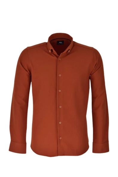 Erkek Spor Gofre Uzun Kol Gömlek BGL-ST03533 - Resim 4