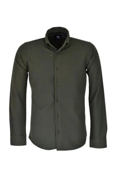 Erkek Spor Gofre Uzun Kol Gömlek BGL-ST03533 - Resim 7