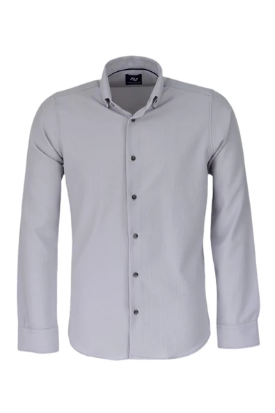 Erkek Spor Gofre Uzun Kol Gömlek BGL-ST03533 - Resim 3