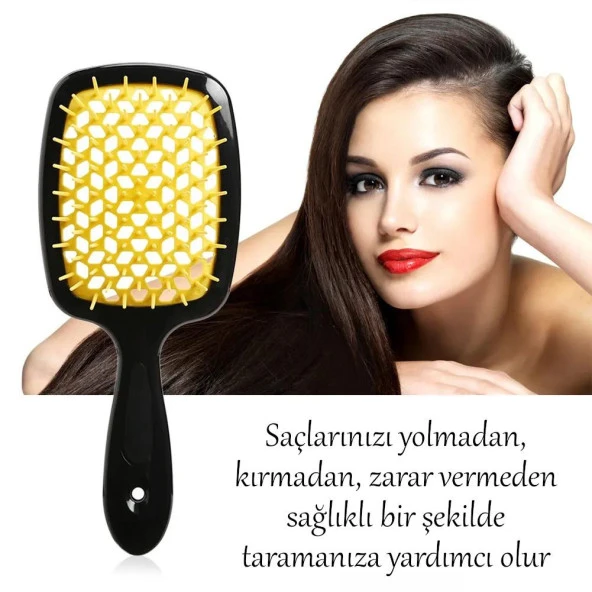 Valkyrie 3 Boyutlu Islak ve Kuru Saçlar İçin Saç Fırçası - Saç Açma Tarağı - Yolmadan Kırmadan Zarar Vermeden Tarar Sarı - 5