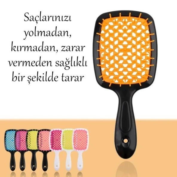 Valkyrie 3 Boyutlu Islak ve Kuru Saçlar İçin Saç Fırçası - Saç Açma Tarağı - Yolmadan Kırmadan Zarar Vermeden Tarar Turuncu - 8