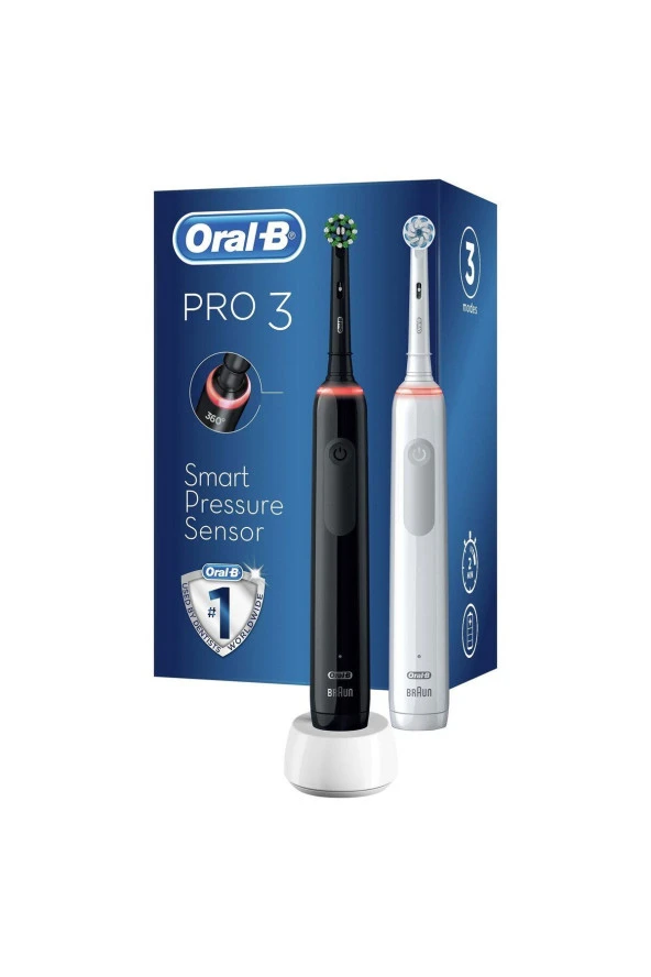 Oral-B Pro3-3900-siyah Beyaz Şarjlı Diş Fırçası 2'li