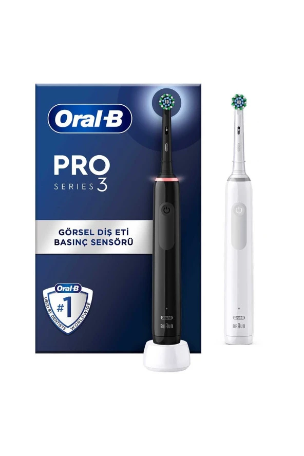 Pro 3 - 3900 - Siyah Beyaz 2'li Şarj Edilebilir Diş Fırçası Seti