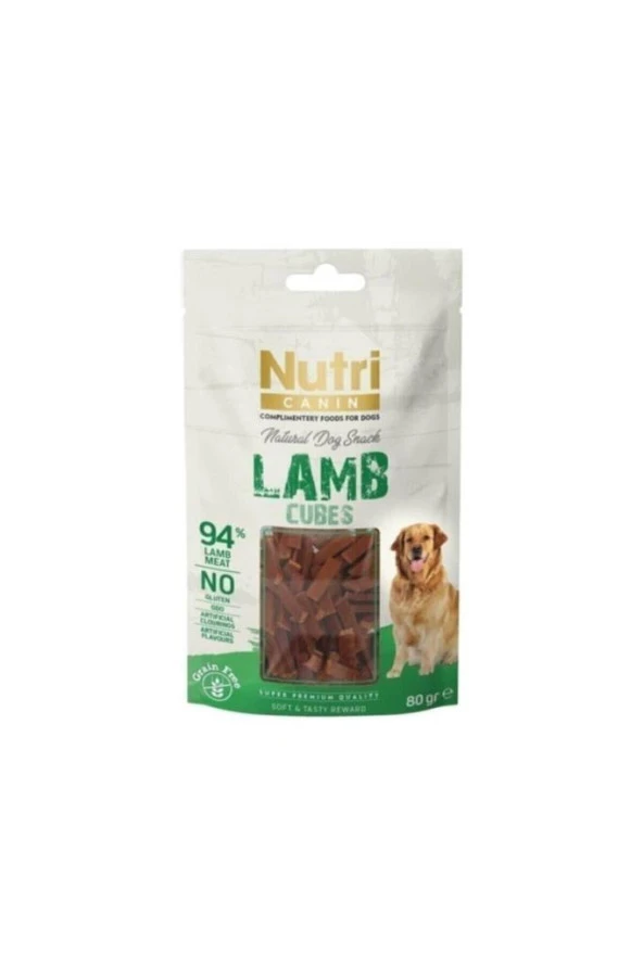 Nutri Canine Nutri Canin Lamb Cubes Tahılsız Kuzu Küpleri Köpek Ödülü 80gr