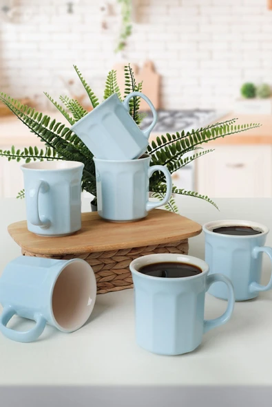 Keramika Mavi/Krem Herakles Kupa 9 Cm 6 Adet 405/030 - 2