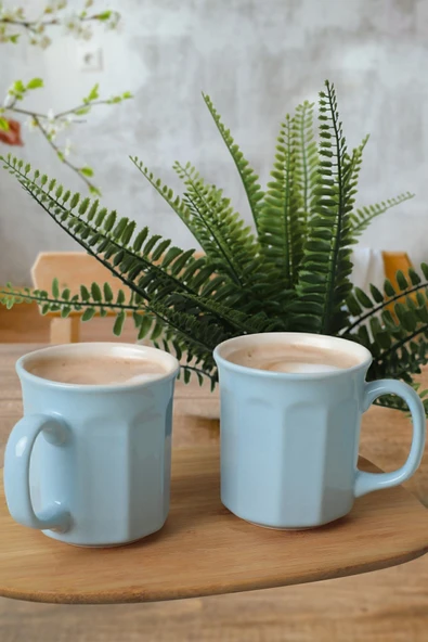 Keramika Mavi/Krem Herakles Kupa 9 Cm 6 Adet 405/030