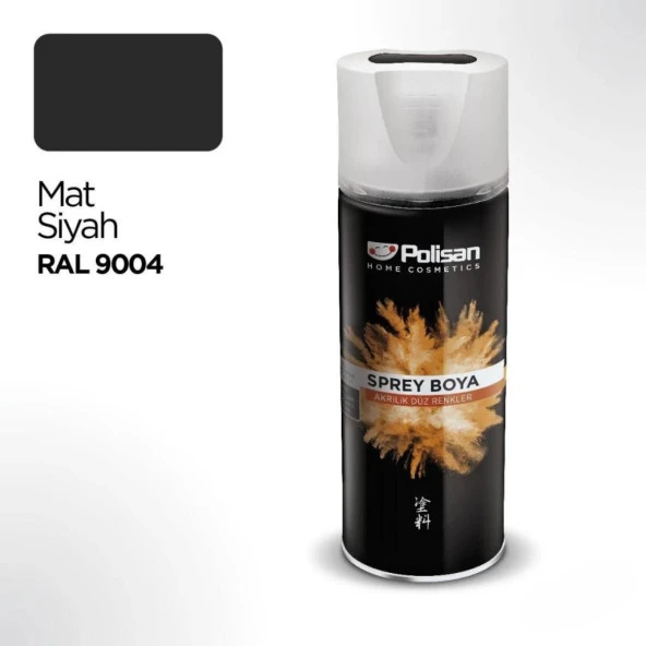 Polisan Akrilik Mat Siyah Sprey Boya 400 ml - RAL 9004