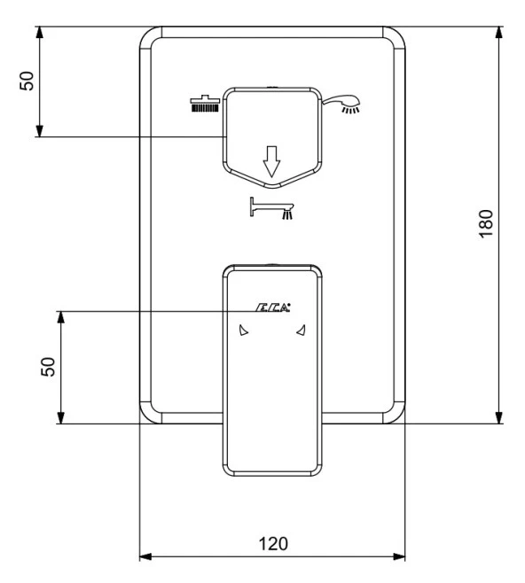 ECA Royal Ankastre Banyo Bataryası Sıva Üstü 3 Yollu Mat Siyah 102167351C1-K - Resim 2