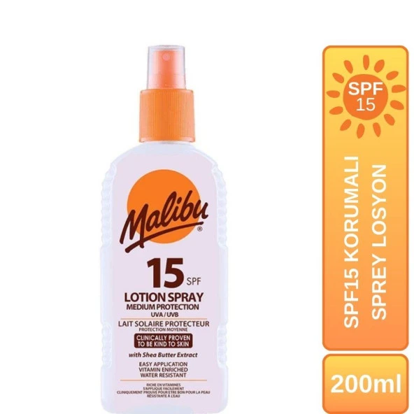 Malibu Güneş Koruyucu Sprey Losyon SPF15 200ml